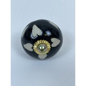 New Porcelain Decorative Drawer Cabinet Knob Pull Black Cream Hearts